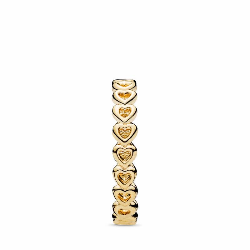 Pandora Shine™ Linked Love Stackable Ring Ireland - 18ct Gold Plated - 452863CKB